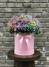 Цветочная композиция из Гипсофила и Розы в шляпной коробке в Таксимо