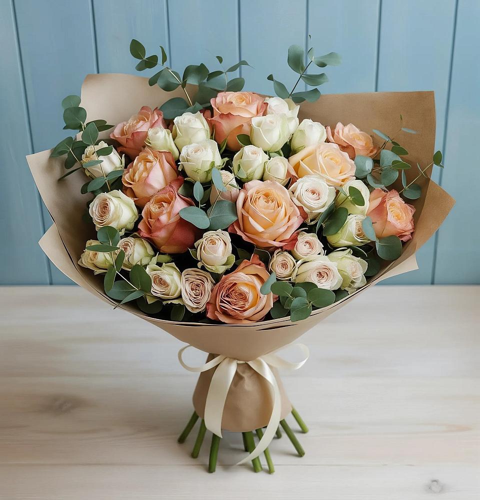 Букет цветов из: Альстромерии и Розы в Таксимо