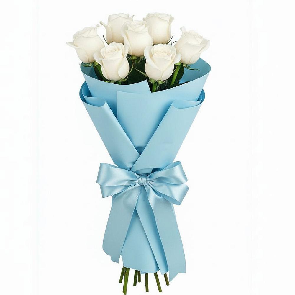 Букет 7 белых роз Проуд в Таксимо