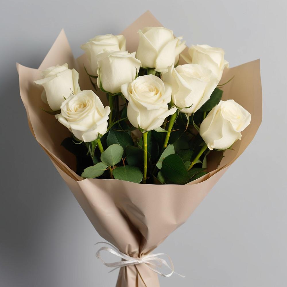 Букет 9 Белых роз Эдлесс Лав в Таксимо