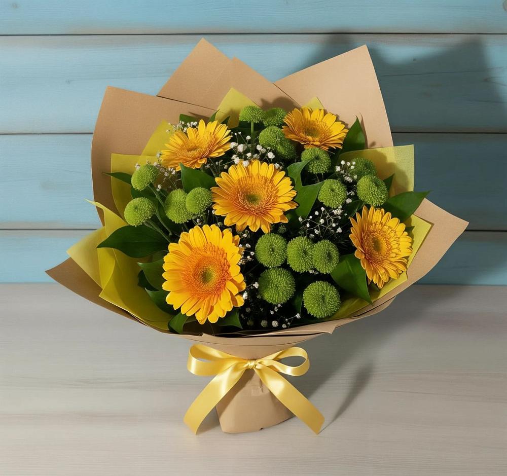 Букет цветов из: Герберы и Хризантемы в Таксимо