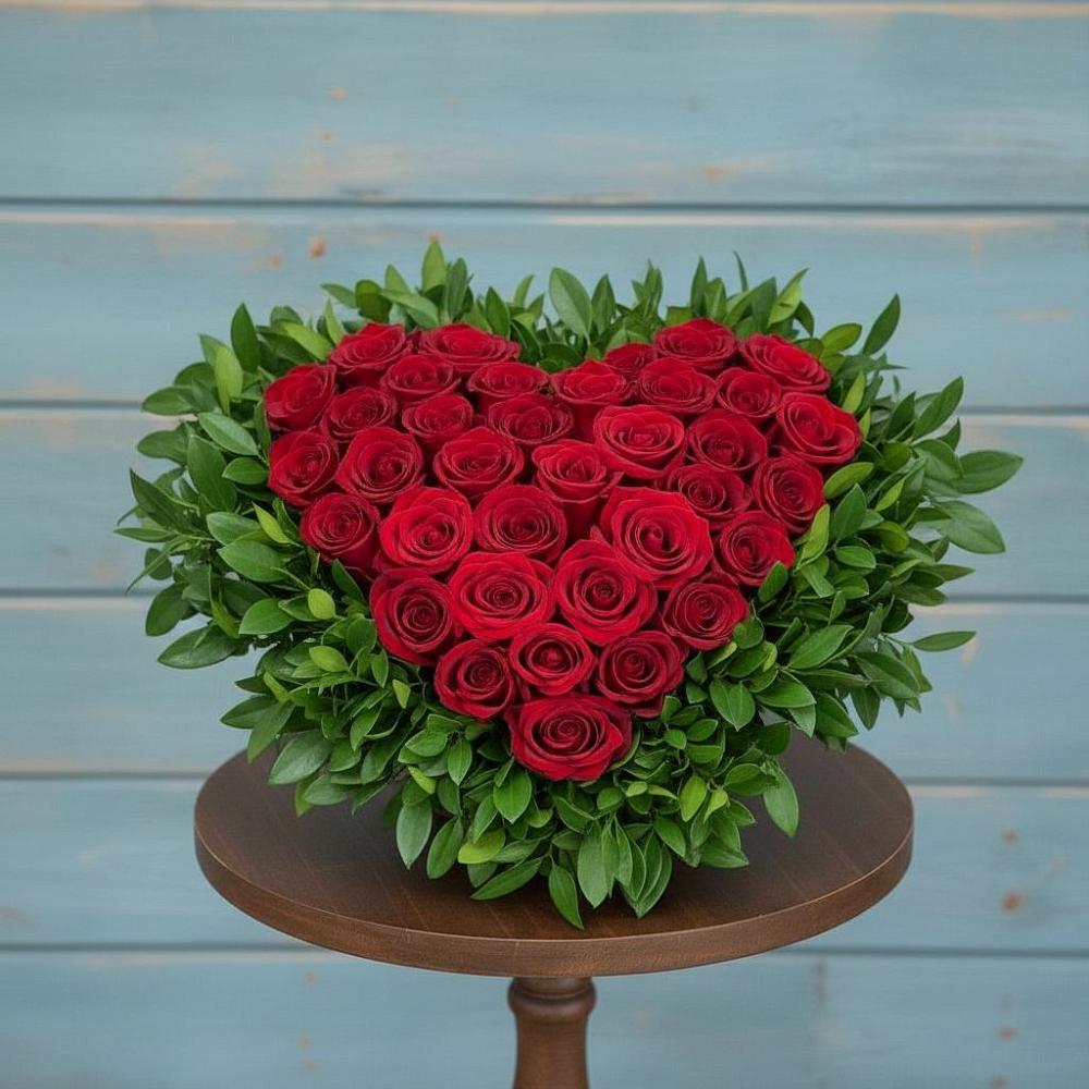 Цветочная композиция из Розы в виде сердца в Таксимо