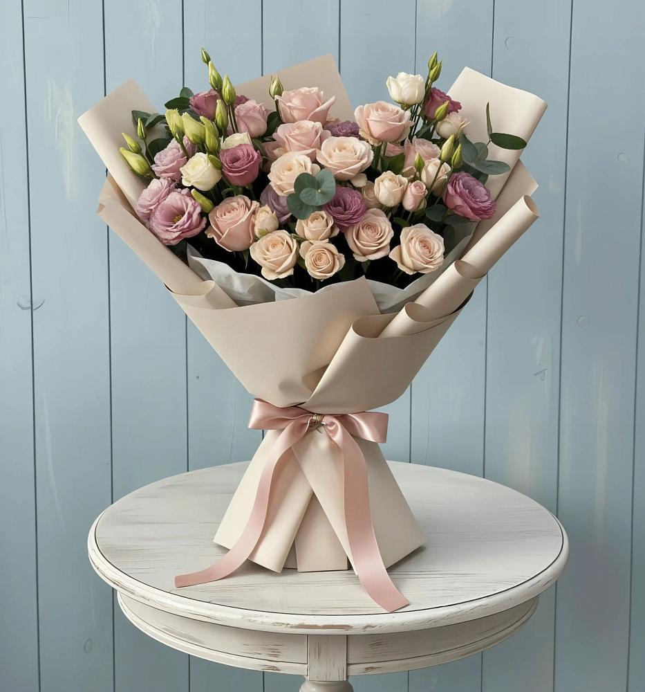 Букет цветов из: Розы и Лизиантусы в Таксимо