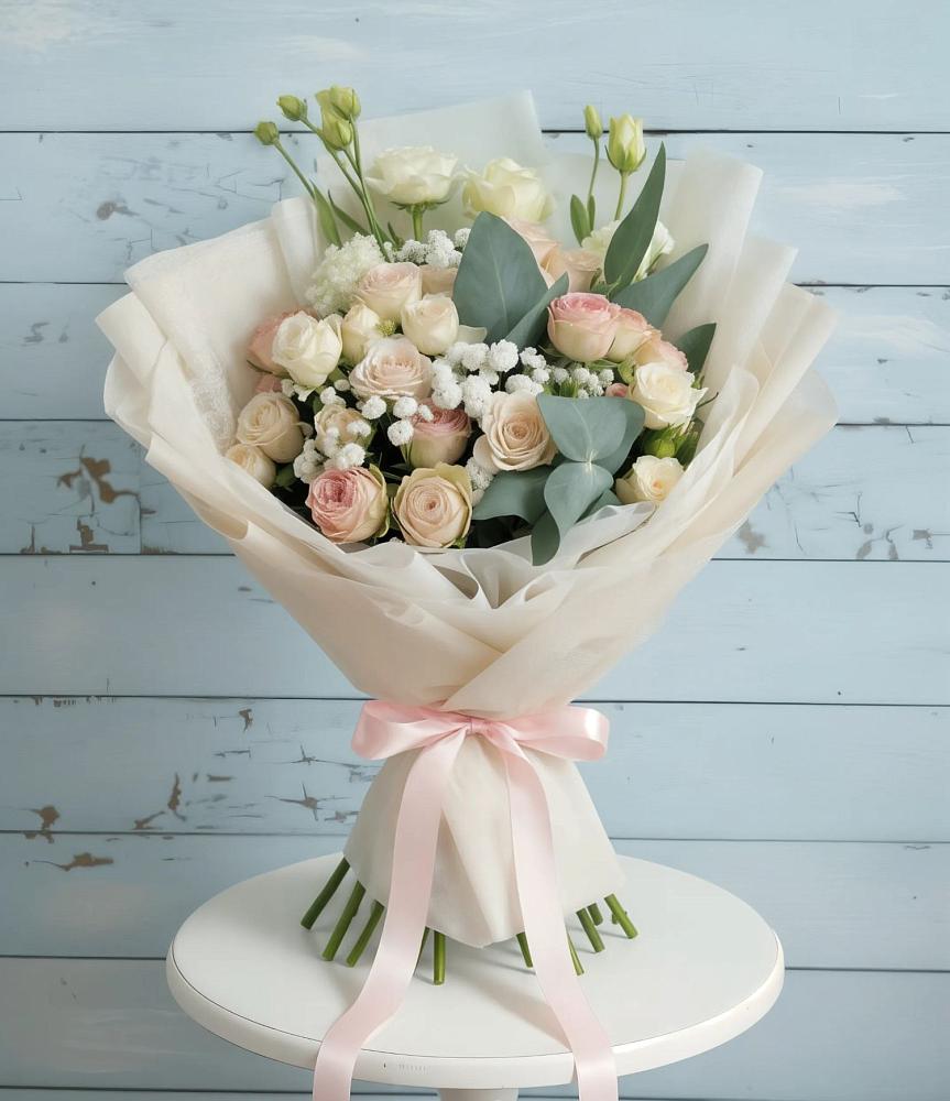 Букет цветов из: Розы и Лизиантусы в Таксимо