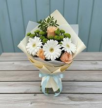 Букет цветов из:  Герберы, Розы и Хризантемы в Таксимо